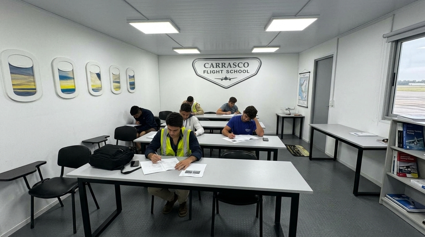 Alumnos en instancia de formación teórica aeronáutica